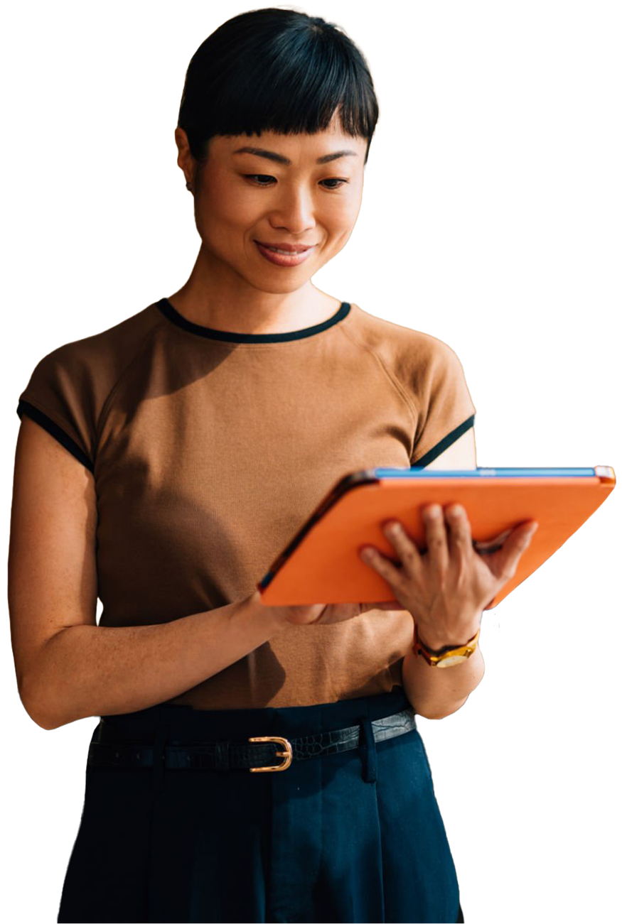 Woman working on tablet